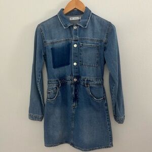 Zara Girls Denim Utility Shirt Dress | Size 13–14